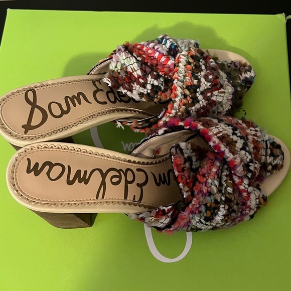 Sam Edelman Oda Slide Tweed Multicolor Knot Top Mule - Picture 14 of 14